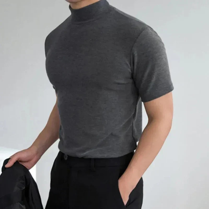 Othric | Slim-Fit-Hemd mit Stehkragen für Herren – Lässiges Kurzarm-T-Shirt