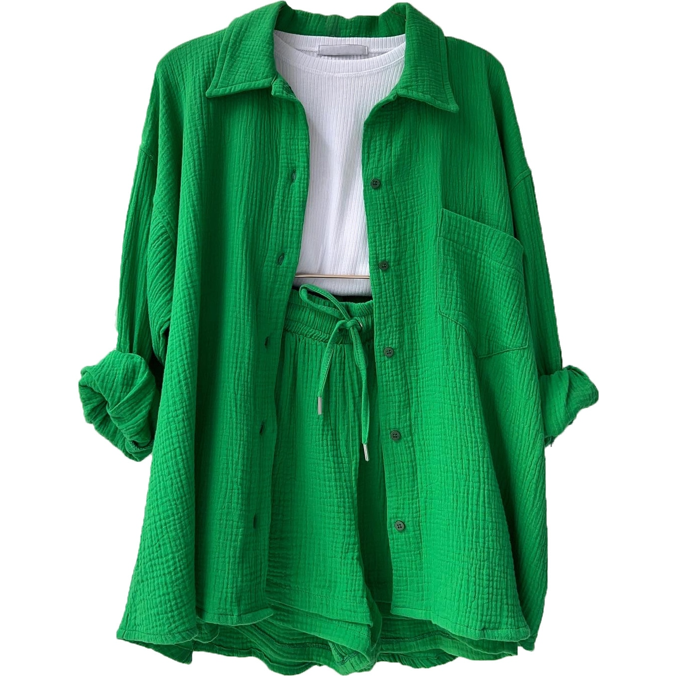 Pexina | 2-delige loungeset voor dames – top met lange mouwen en korte broek