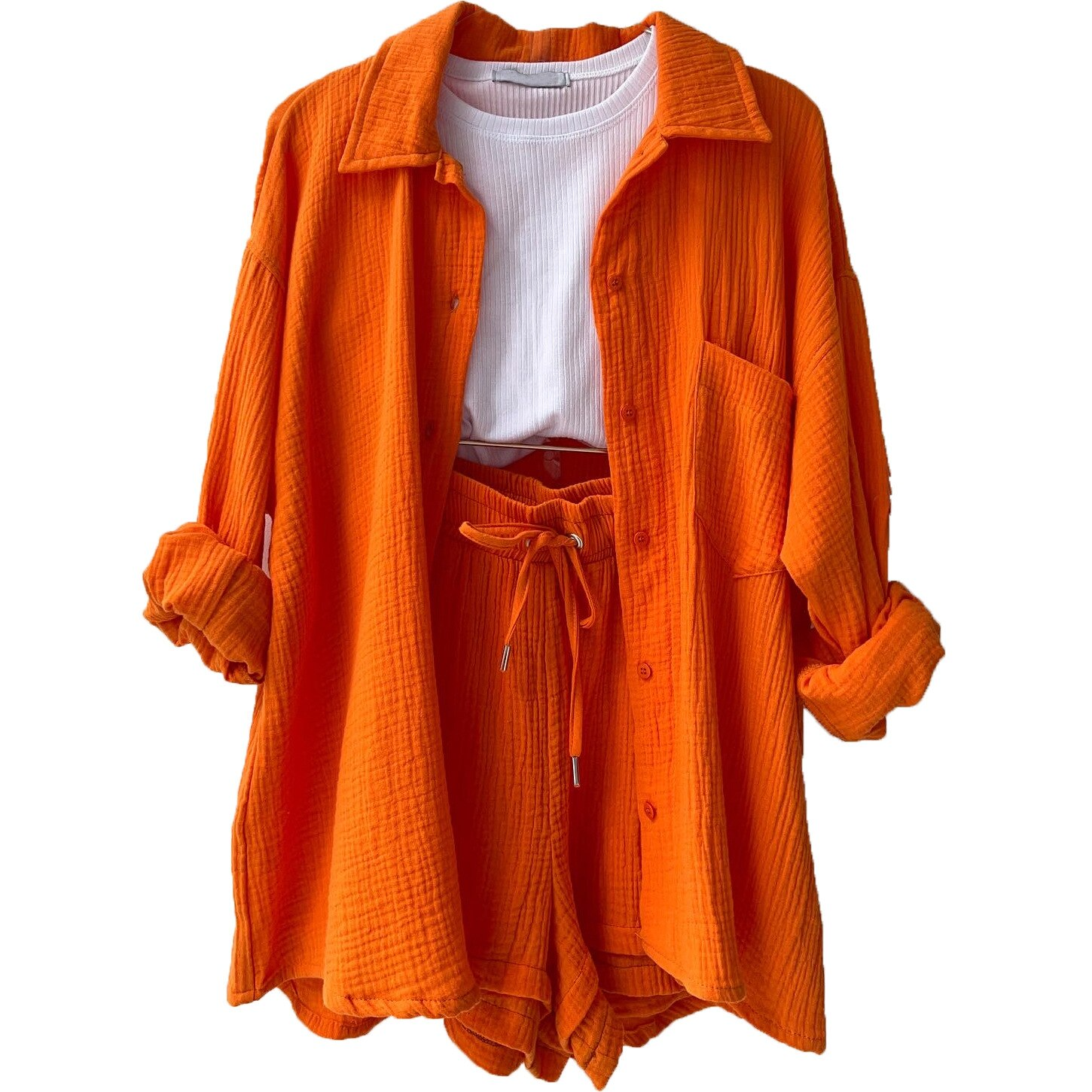 Pexina | 2-delige loungeset voor dames – top met lange mouwen en korte broek