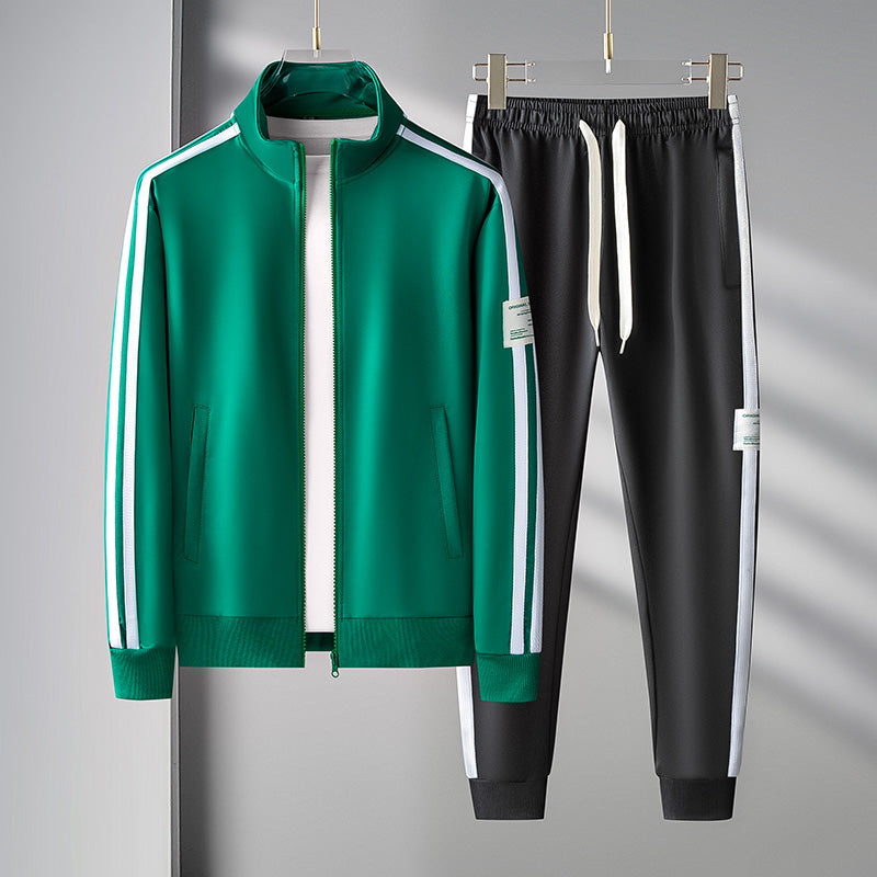Cendric | Sportlicher Herren-Trainingsanzug – Gestreiftes Jogging-Oberteil und -Hose – Streetwear-Sportbekleidung