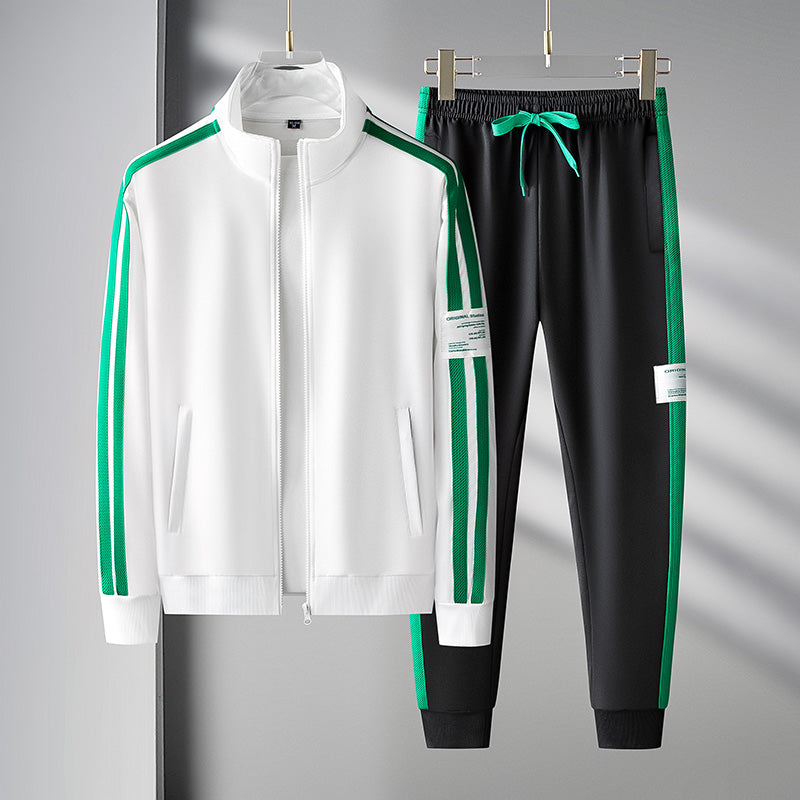Cendric | Sportlicher Herren-Trainingsanzug – Gestreiftes Jogging-Oberteil und -Hose – Streetwear-Sportbekleidung