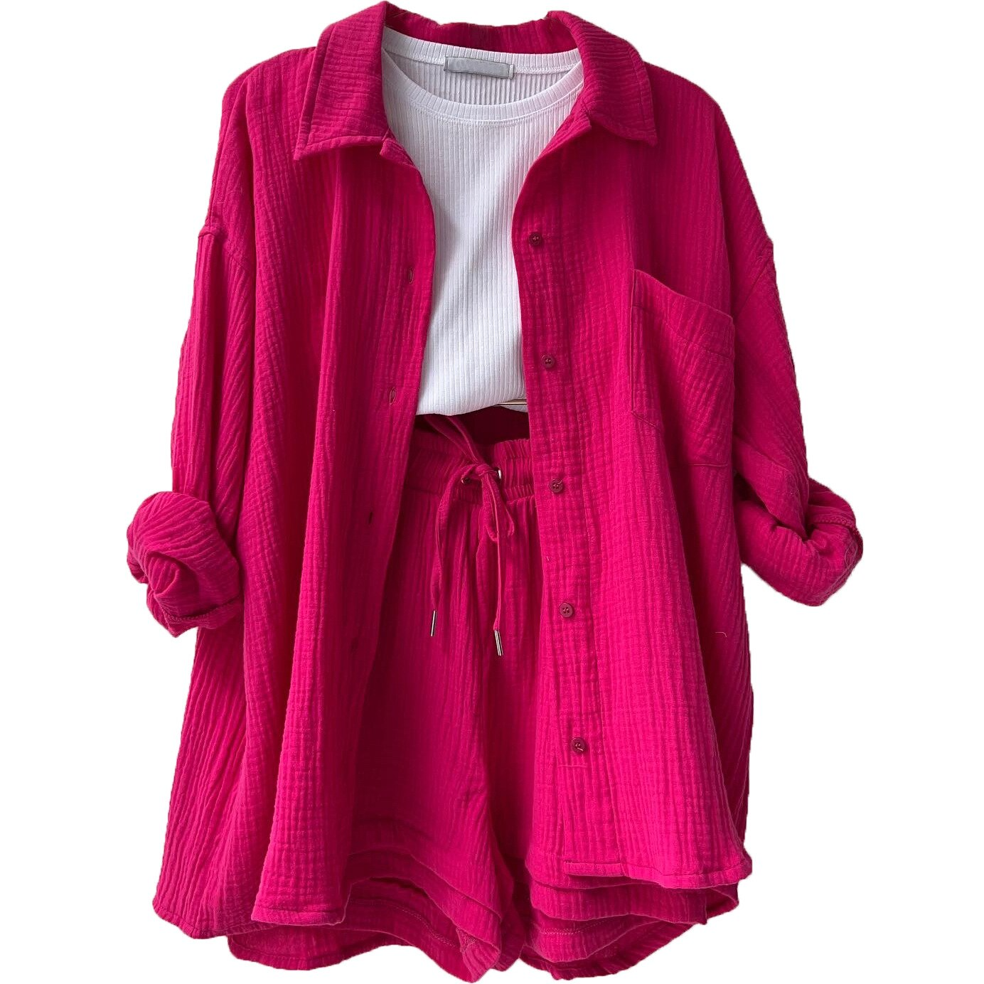 Pexina | 2-delige loungeset voor dames – top met lange mouwen en korte broek