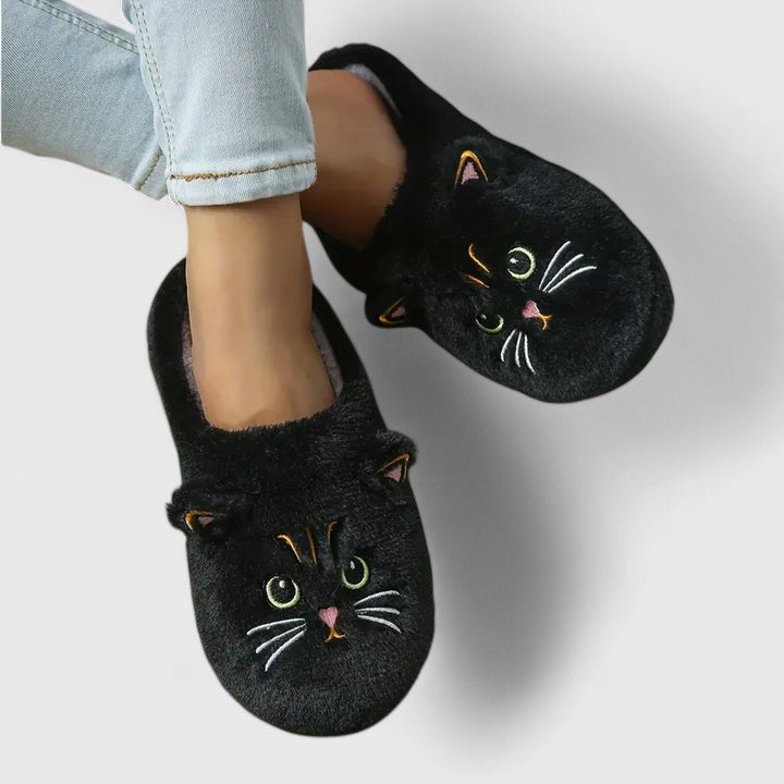 Elarin | Zachte damesslippers met kattenprint – zachte huisslippers, binnenschoenen