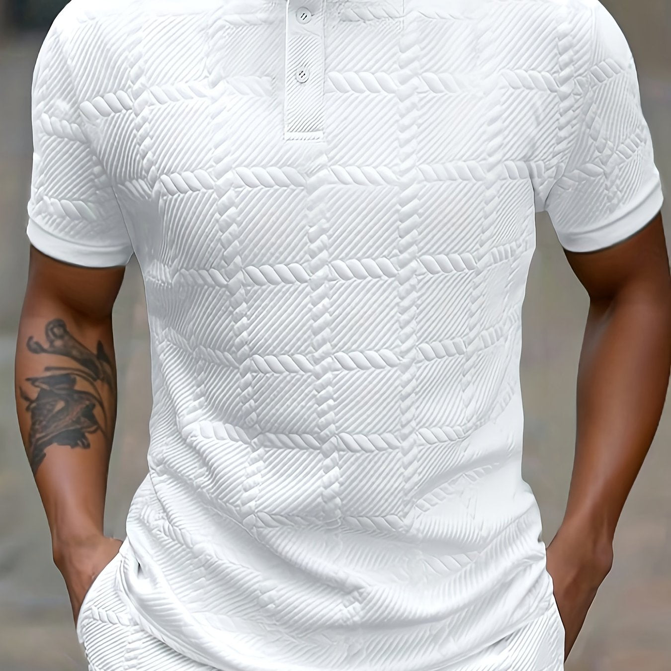 Zorvik | Heren Geruit Jacquard T-shirt – Korte Mouwen, Ademend Casual Zomershirt met Zachte Textuur