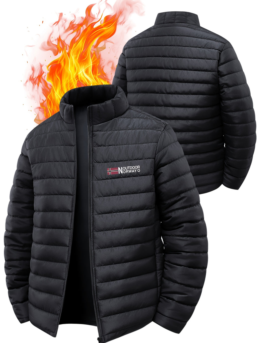 Kyro | Geïsoleerde winterjas voor heren met Scandinavisch letterontwerp – dik gevoerde jas met ritssluiting
