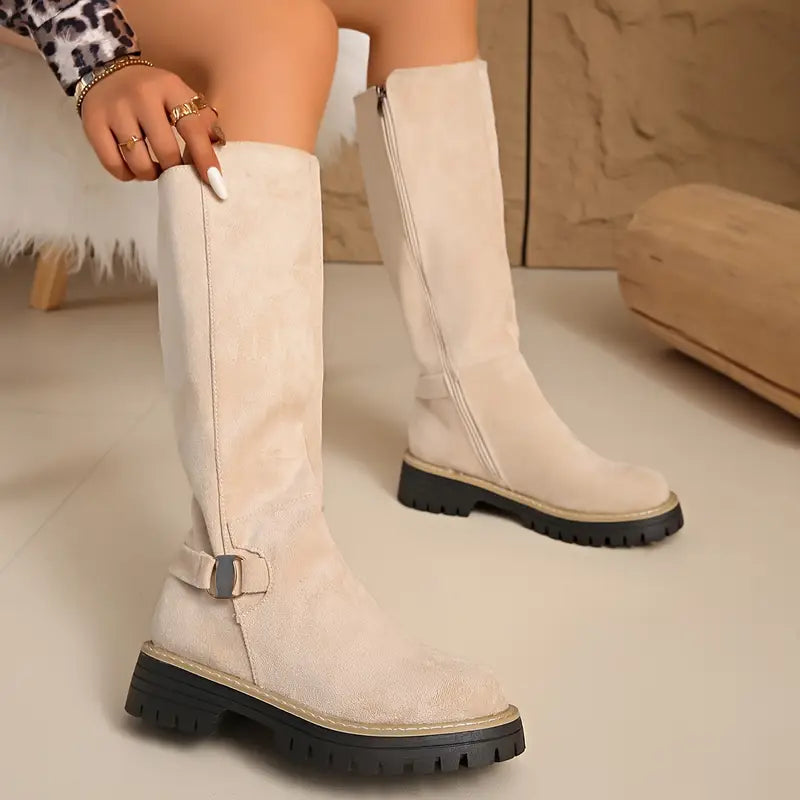 Walkra | Dameslaarzen van suède-look met dikke antislipzolen – Stijlvolle, comfortabele winterlaarzen