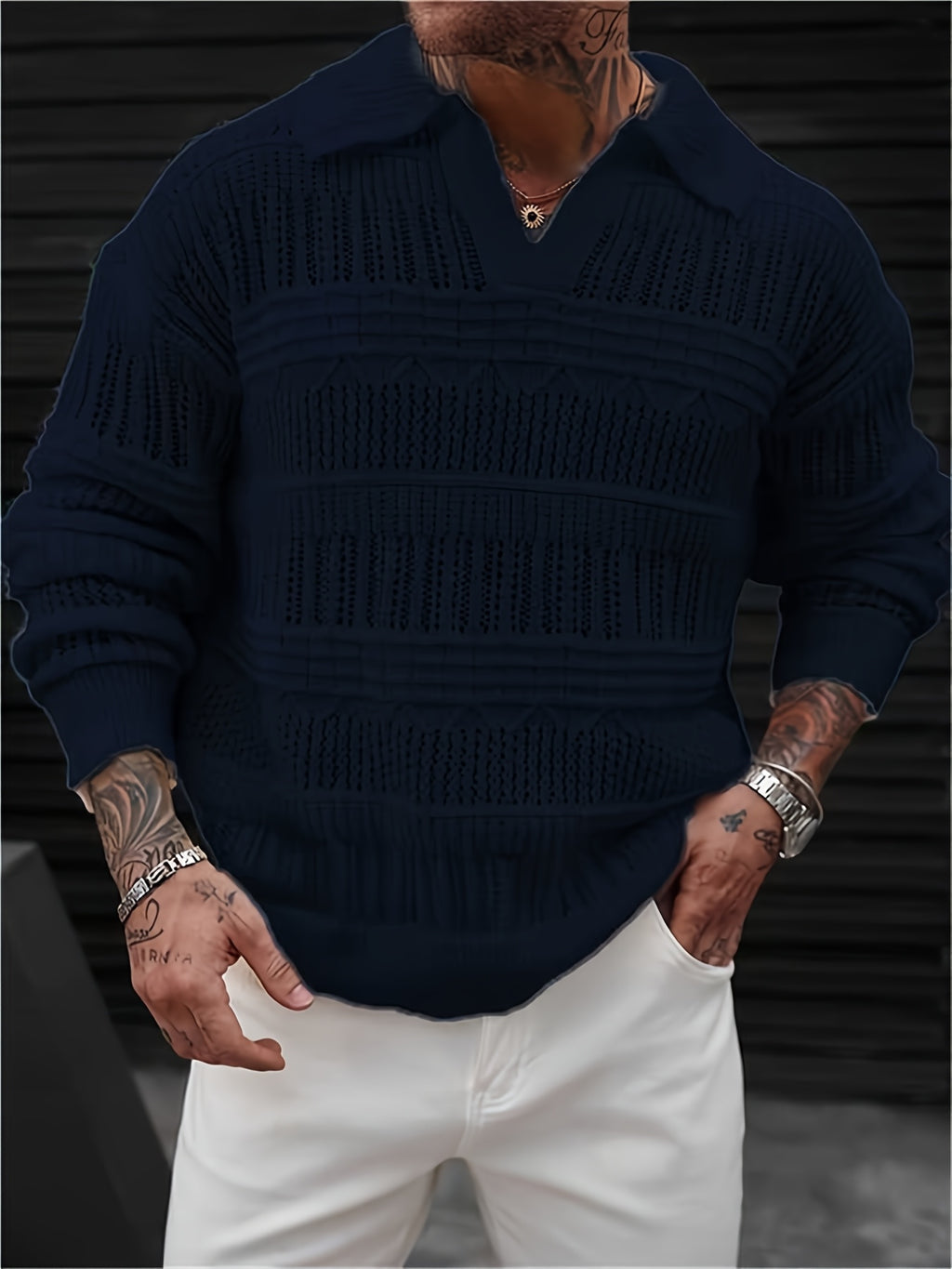 Zayrik | Heren Gebreide Trui met Kraag – Herfst Winter Pullover met Lange Mouwen
