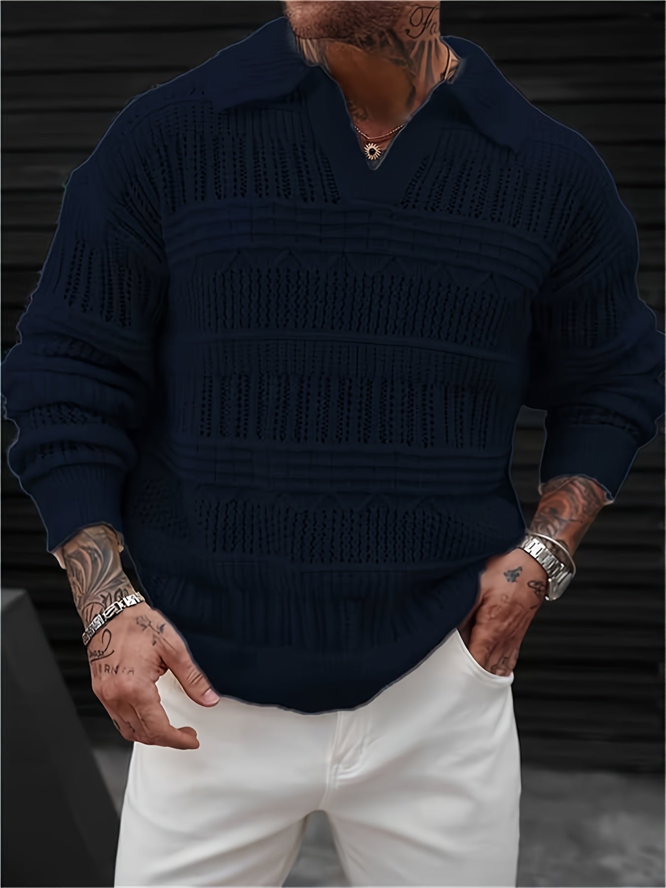 Zayrik | Heren Gebreide Trui met Kraag – Herfst Winter Pullover met Lange Mouwen