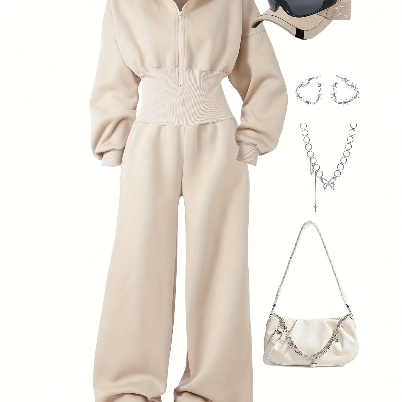 Quivara | Dames jumpsuit met capuchon en hoge taille – Casual, lounge, streetwear outfit