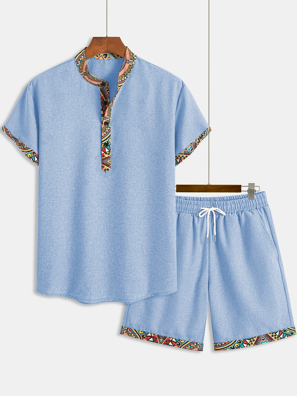 Daryx | Heren zomerset uit twee delen – shirt en short met etnische print en zakken