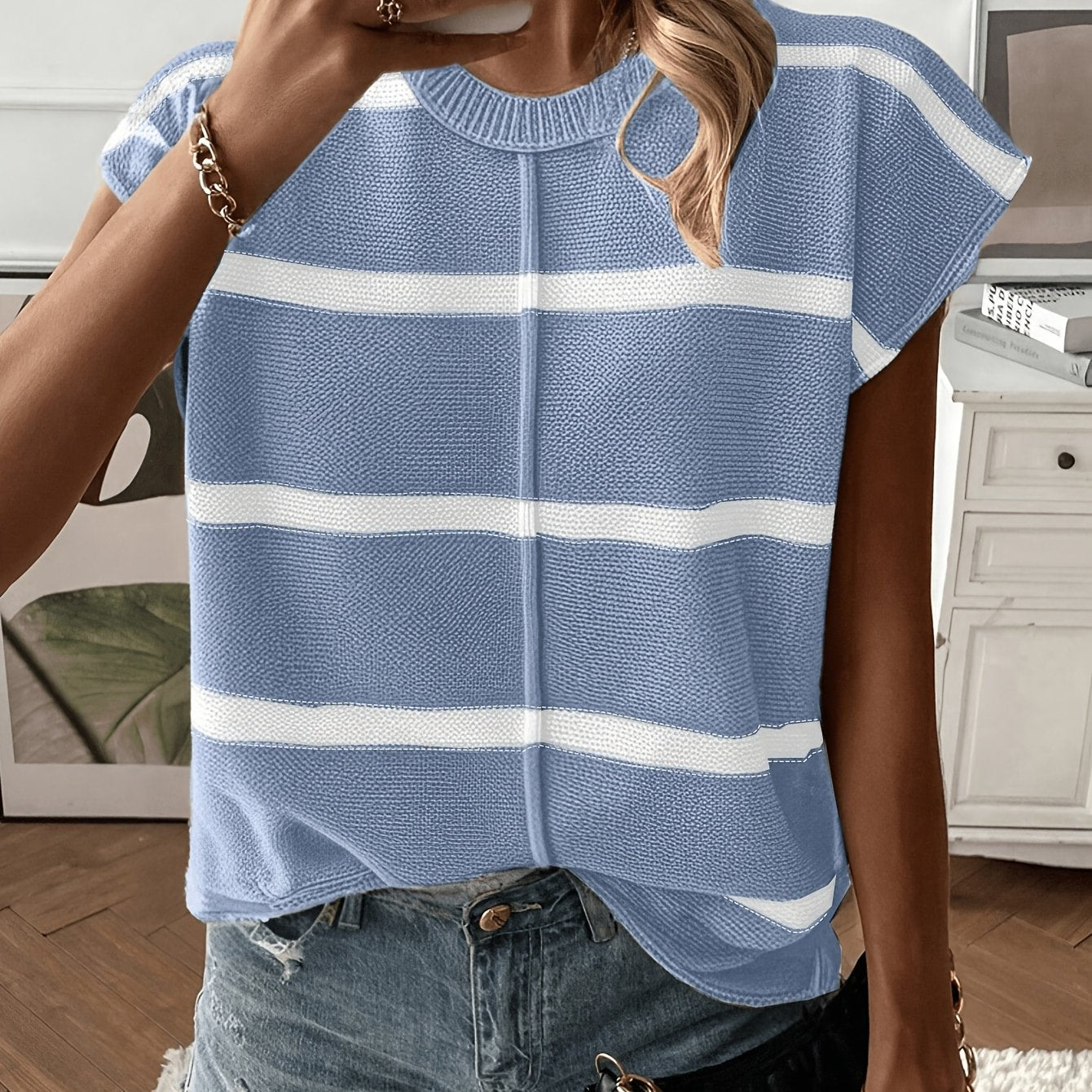 Tyvra | Mouwloos gebreid vest voor dames – Losse pasvorm, ronde hals