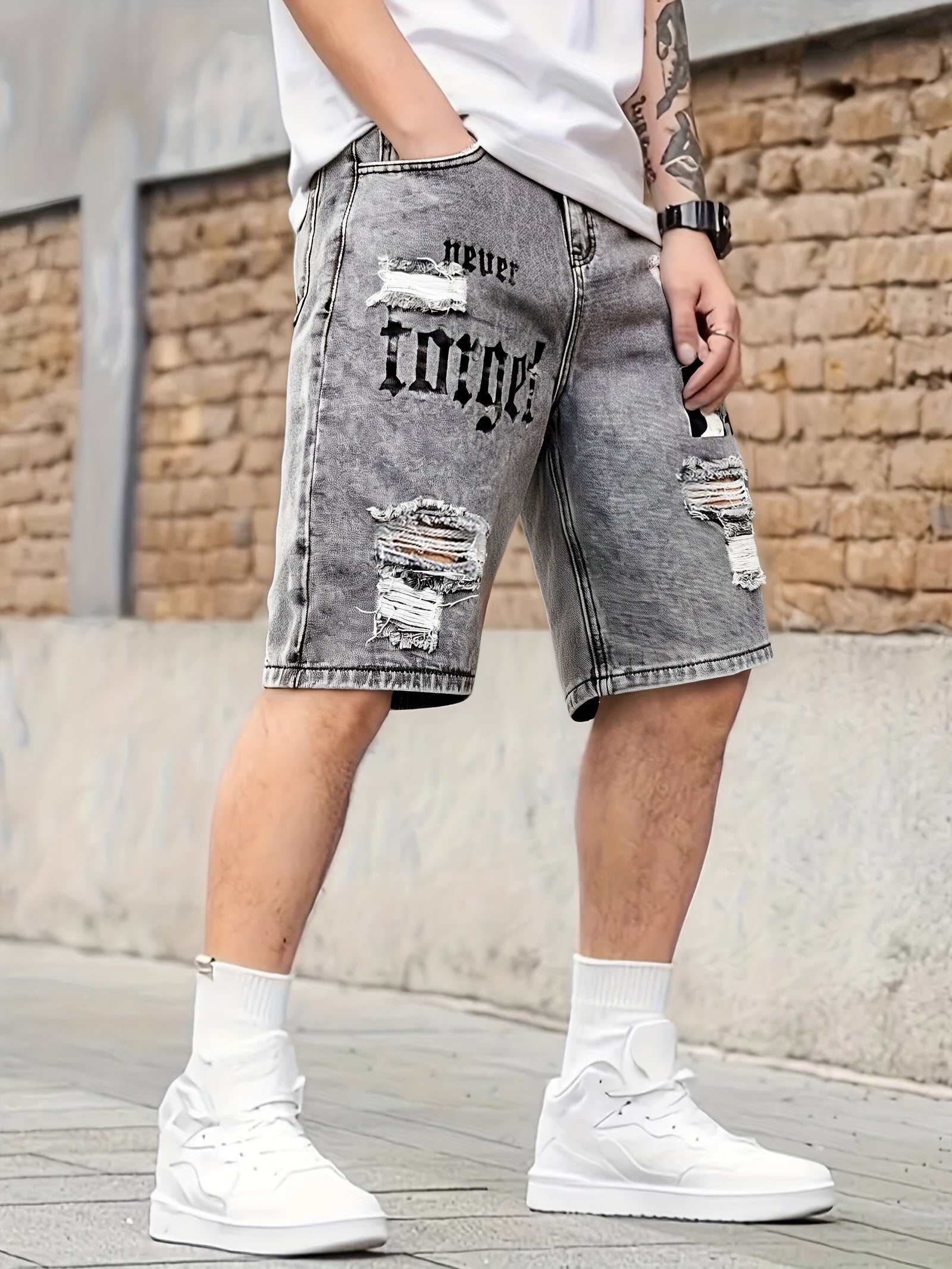 Therix | Heren-jeansshort met verweerde look – gescheurd, losse pasvorm
