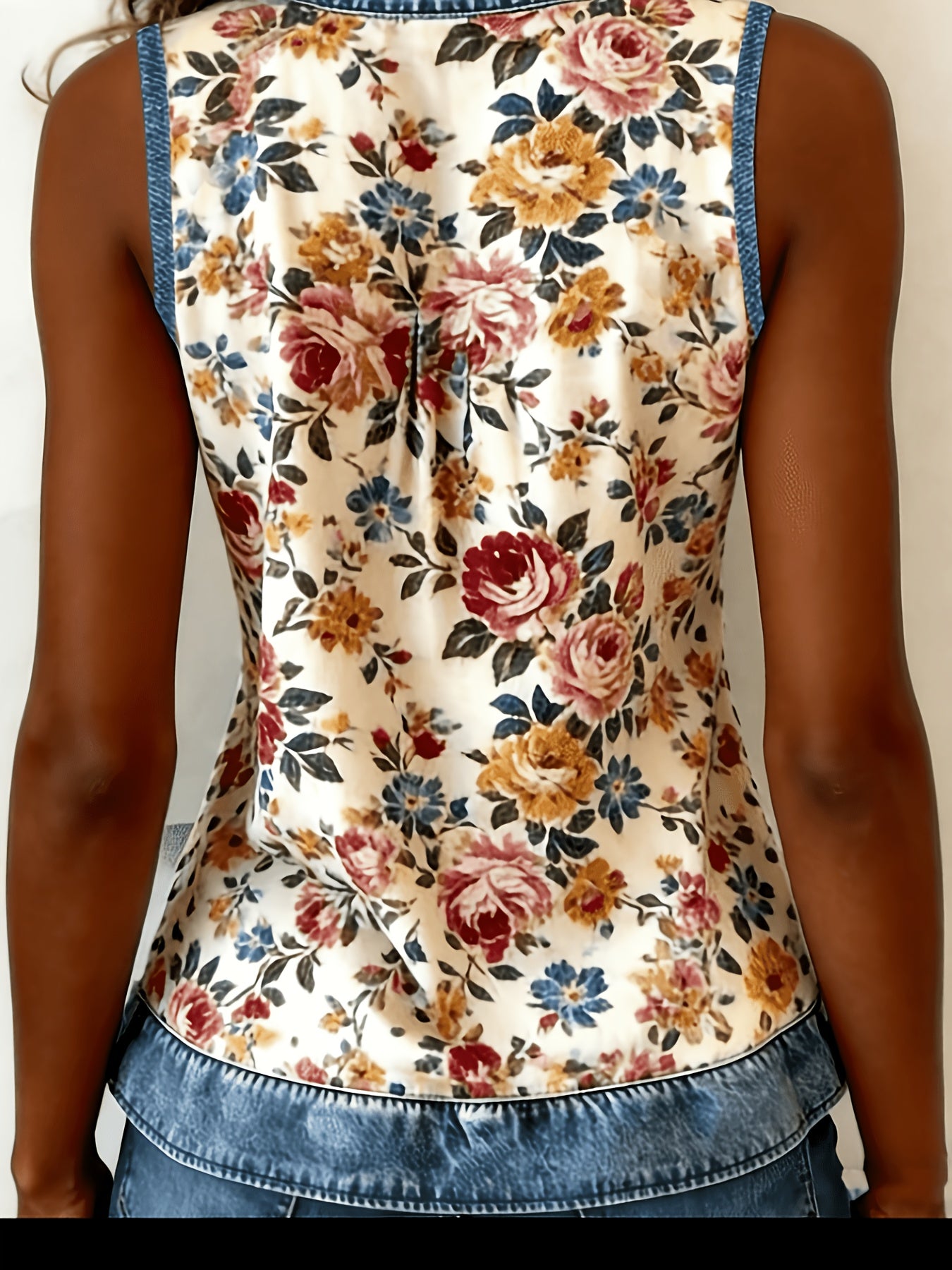 Lyanna | Casual damestop met V-hals en patchwork