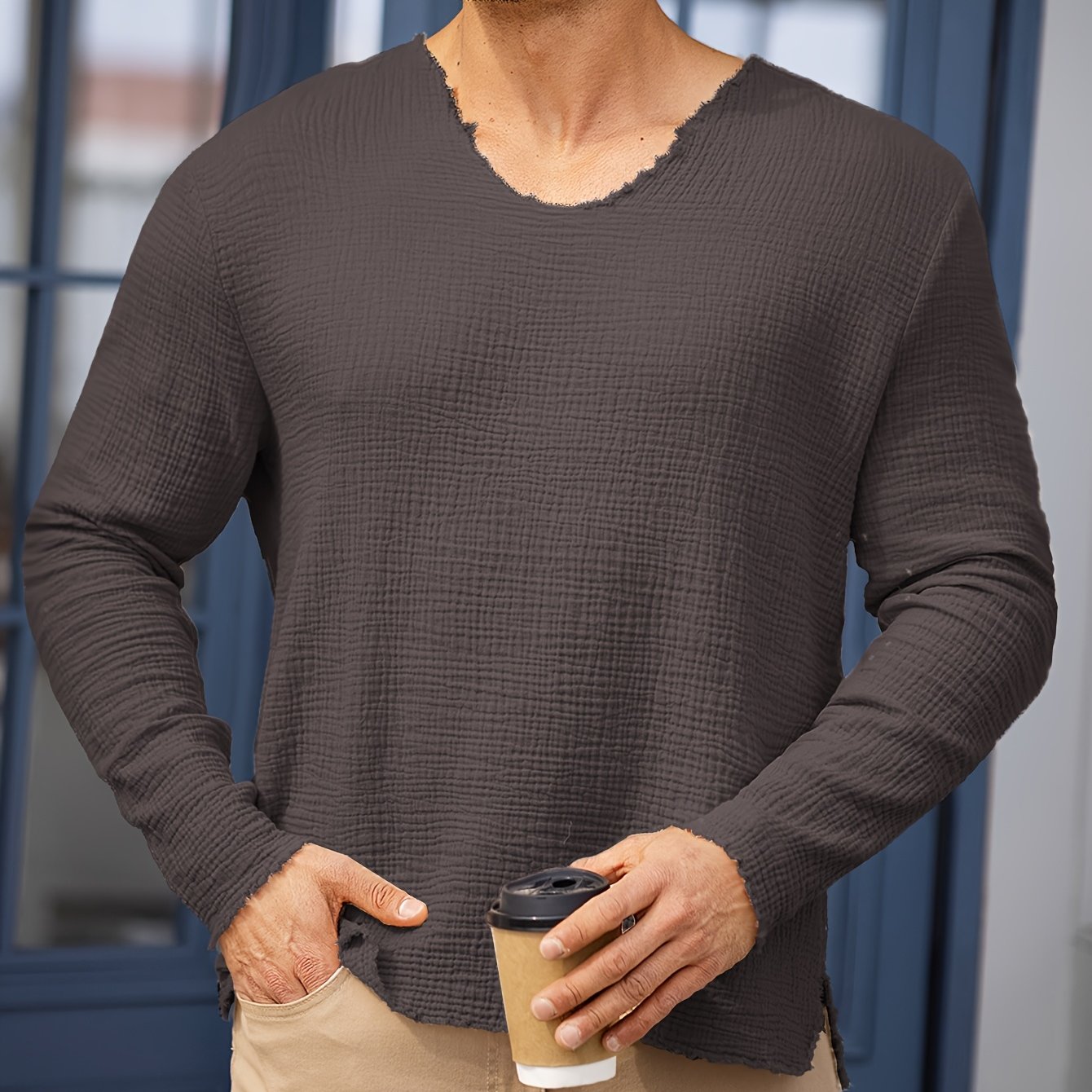 Ziveno | V-hals T-shirt met distressed-look voor heren – Casual zomershirt met halflange mouwen