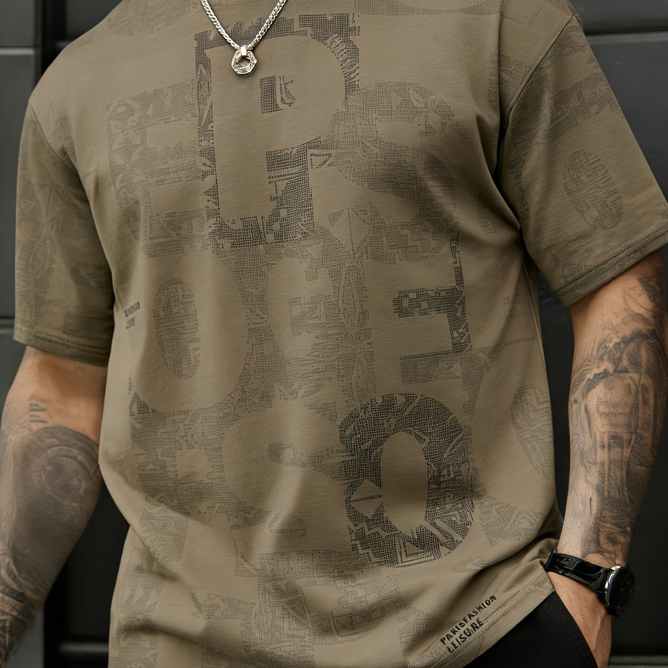 Benu | Heren zomers graphic T-shirt – losvallend T-shirt met ronde hals en korte mouwen