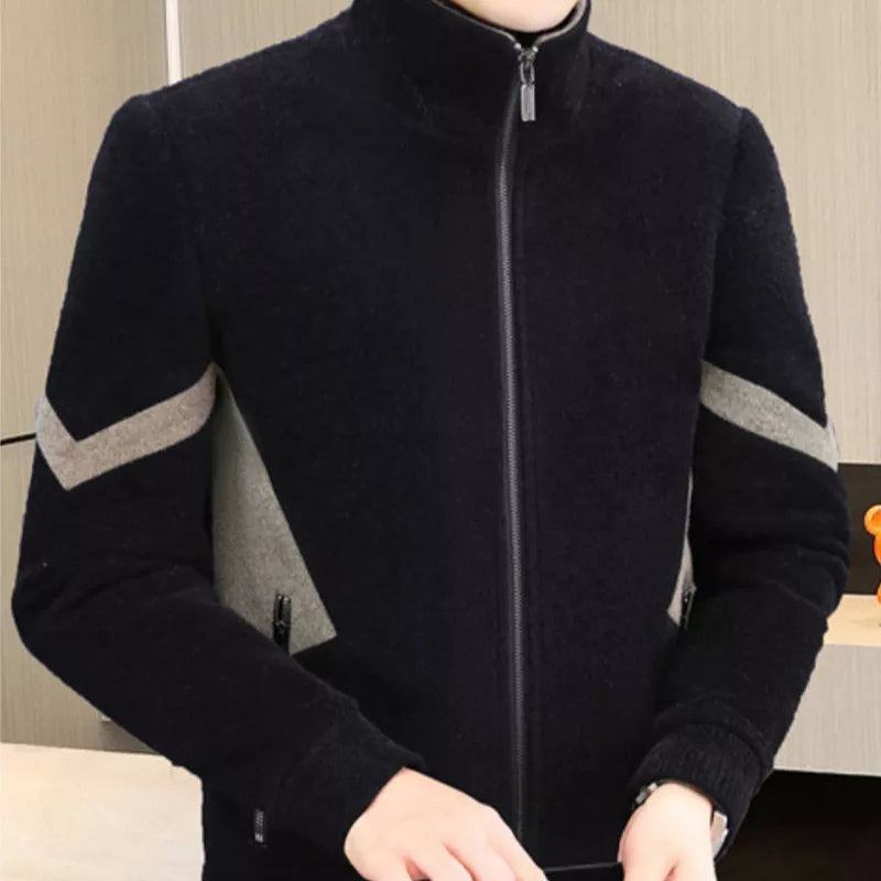 Djurre | Winterjas voor heren van tweed – dik gevoerde, warme jas met wol-look, jas voor koud weer