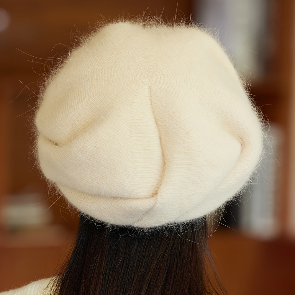 Emina | Bonnet femme en laine mélangée – Bonnet d'hiver chaud en maille