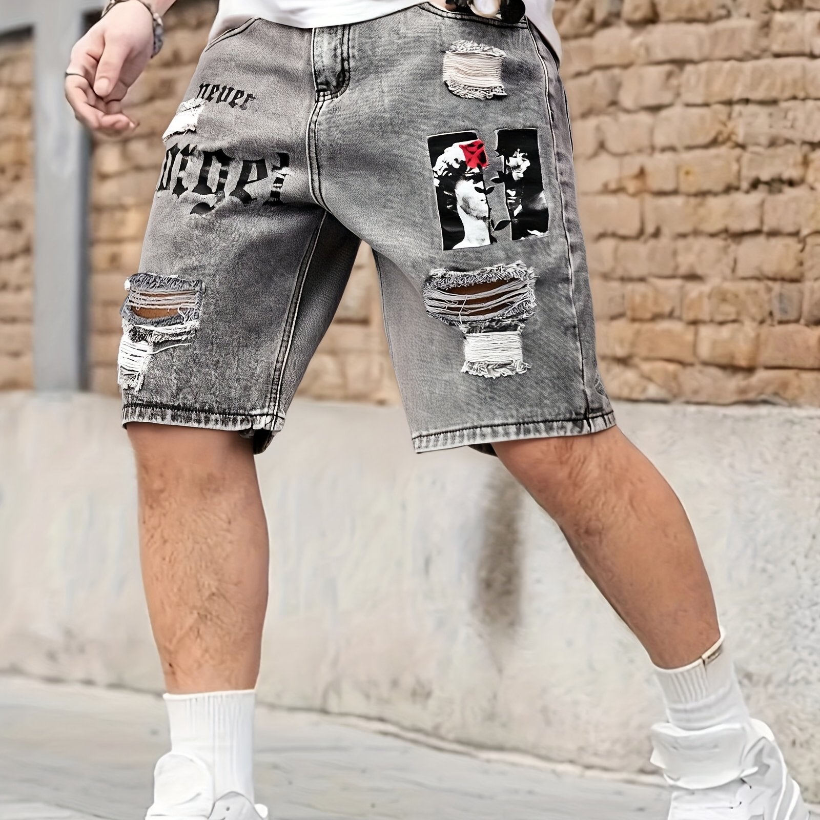 Therix | Heren-jeansshort met verweerde look – gescheurd, losse pasvorm