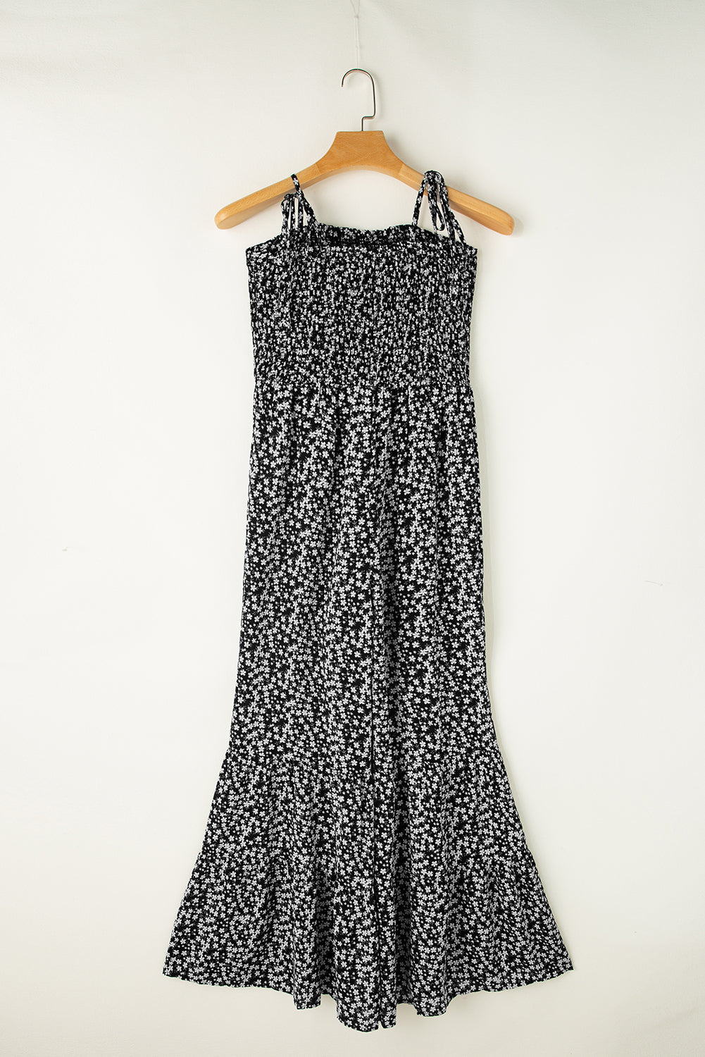 Tahlia | Bloemenjumpsuit voor dames, gesmokt lijfje, spaghettibandjes, wijde pijpen, zomerse casual outfit