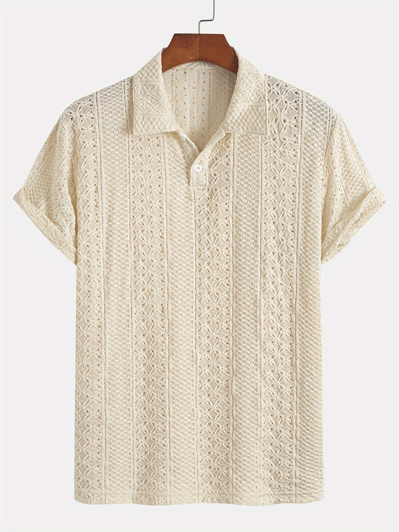 Boren | Gestreepte gebreide herenblouse – korte mouwen, ademend, lichtgewicht, casual