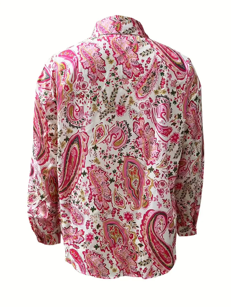 Bina | Boho paisley shirt voor dames – lichtgewicht elegant bedrukt shirt met lange mouwen
