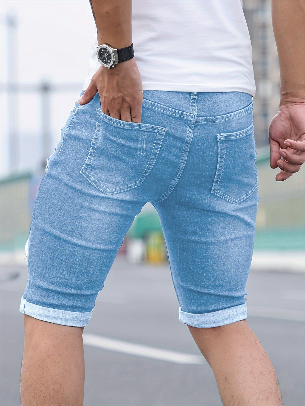 Calvion | Heren Casual Denim Shorts – Slim Fit Zomerjeans met Zakjes voor Dagelijks Gebruik