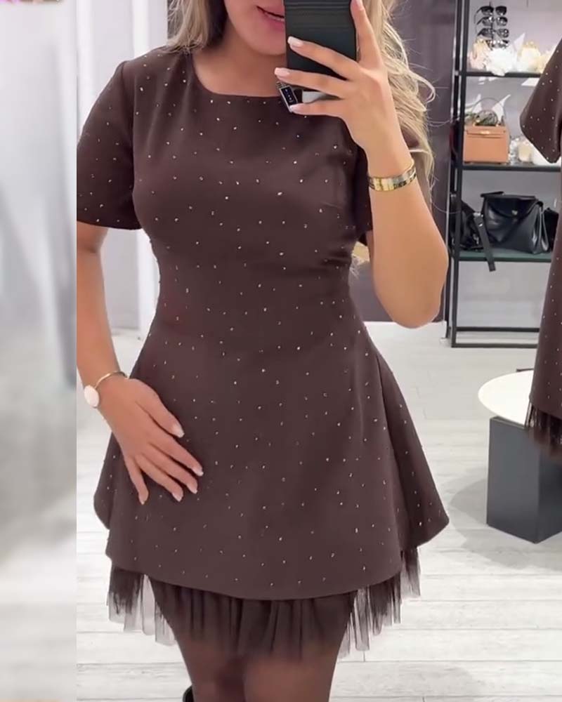 Zirethia | Sprankelende Mesh Mini Jurk voor Dames – Elegante Cocktail- en Avondjurk