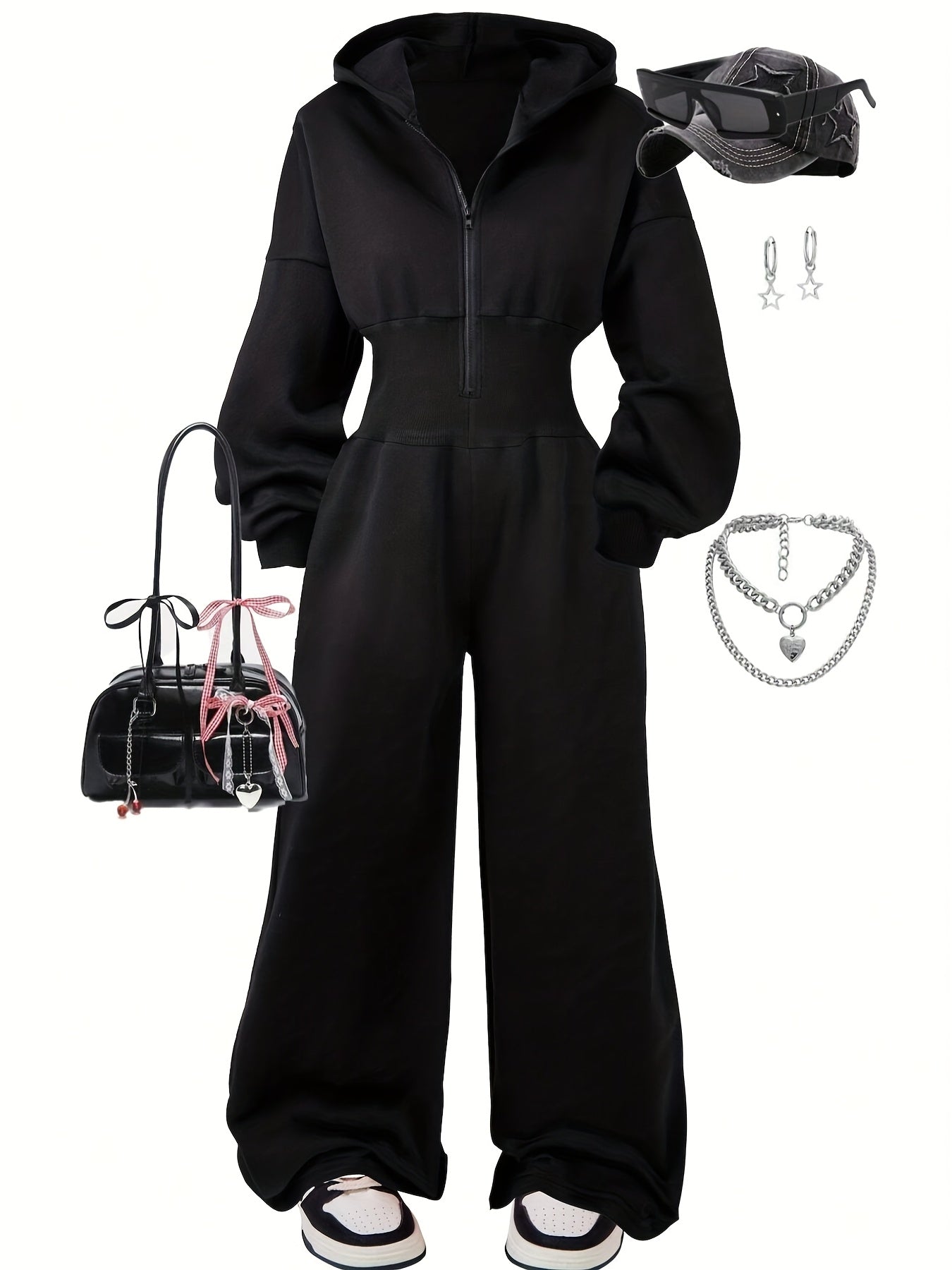 Quivara | Dames jumpsuit met capuchon en hoge taille – Casual, lounge, streetwear outfit
