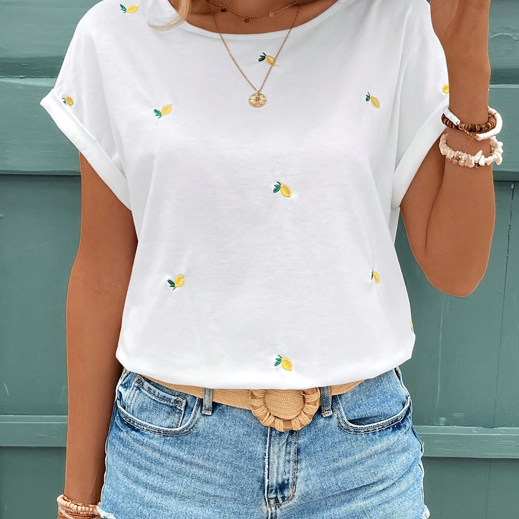 Nyrah | Dames-top met bloemenprint – Casual T-shirt met korte mouwen en ronde hals