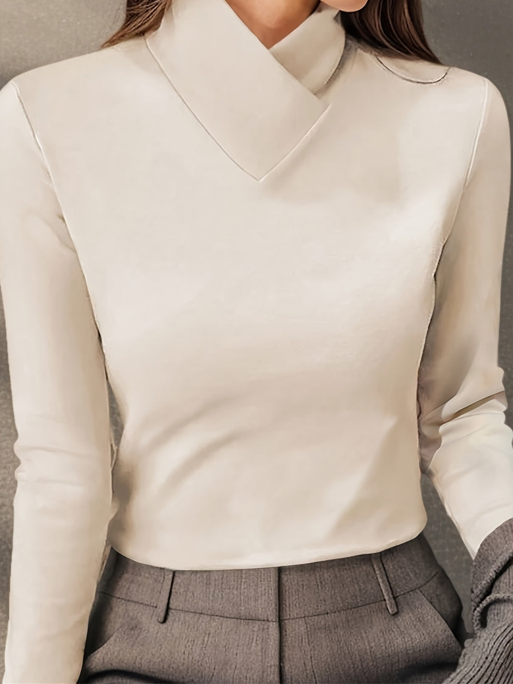 Vesira | Dames shirt met hoge hals en lange mouwen – Warme casual trui voor herfst en winter