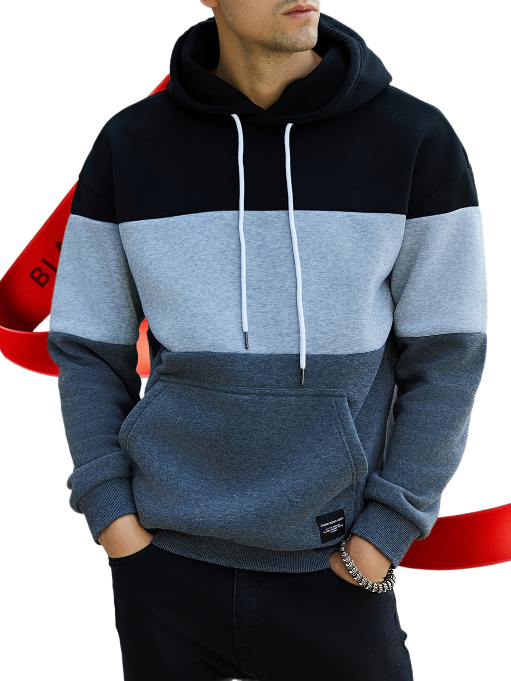 Eitan | Oversized Herren-Hoodie mit Farbblock-Design – Zweifarbiger Pullover mit Tasche