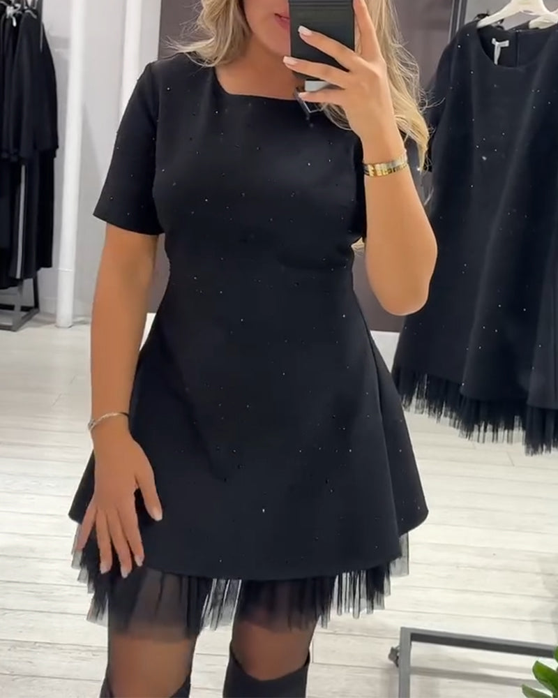 Zirethia | Sprankelende Mesh Mini Jurk voor Dames – Elegante Cocktail- en Avondjurk