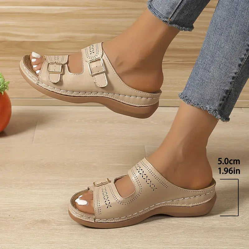 ComfiSole | Dames Orthopedische Leren Sandalen – Open Teen Comfort Zomersandalen