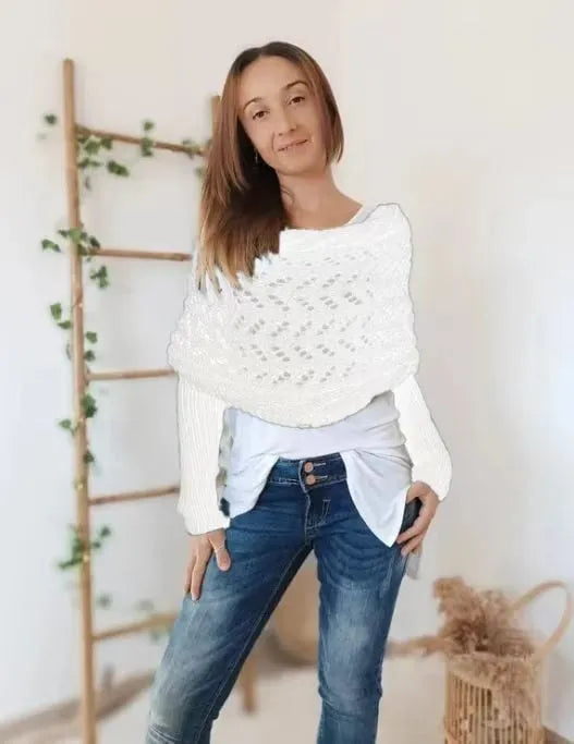Winifred | Châle tricoté pour femme – Écharpe tricotée oversize confortable pour l'automne et l'hiver