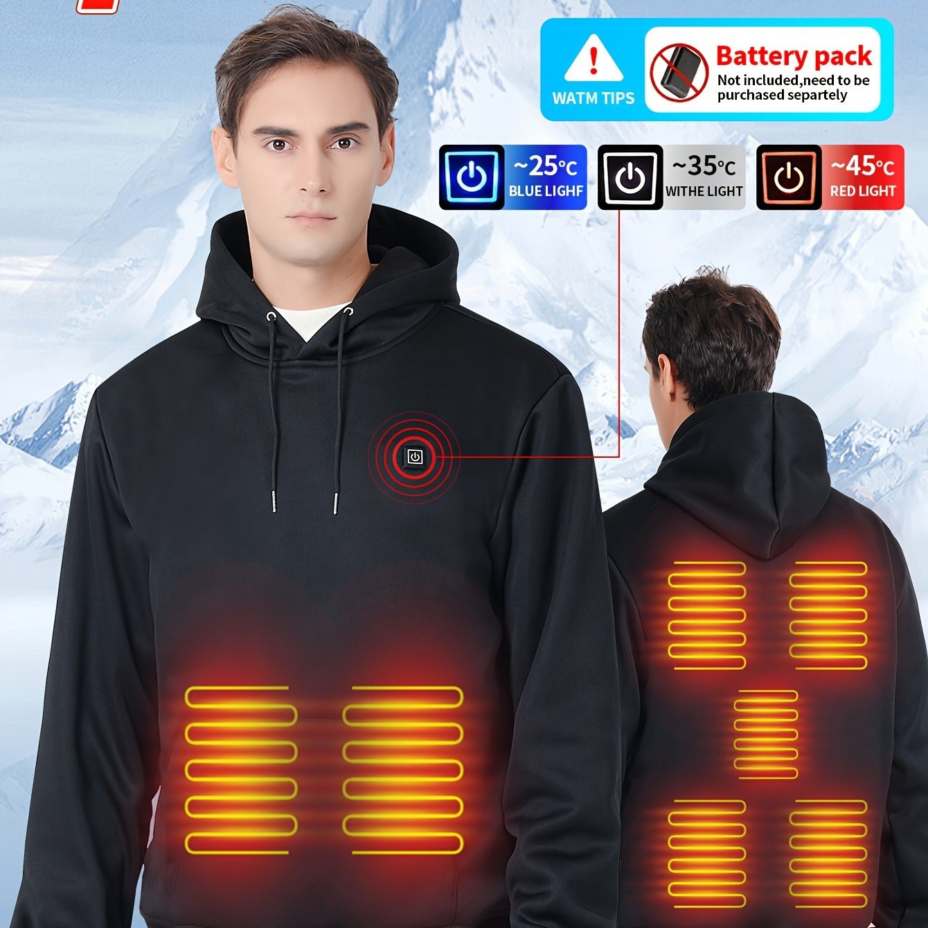 Aarne | Verwarmde hoodie voor heren met 7 verwarmingszones – USB-oplaadbare elektrische jas