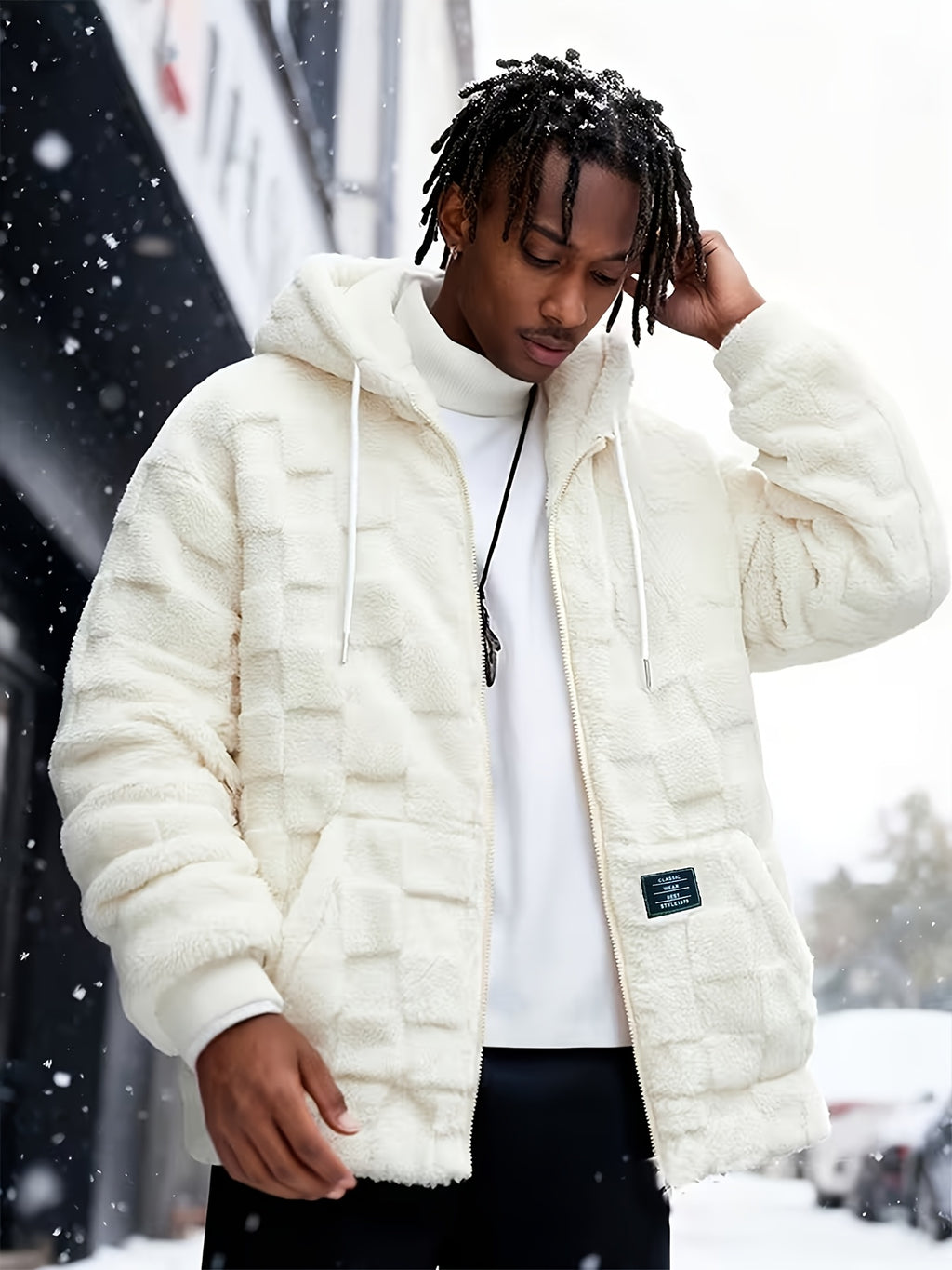 Einarsson | Herenjas met capuchon, warm, pluche, ritssluiting, casual, comfortabel