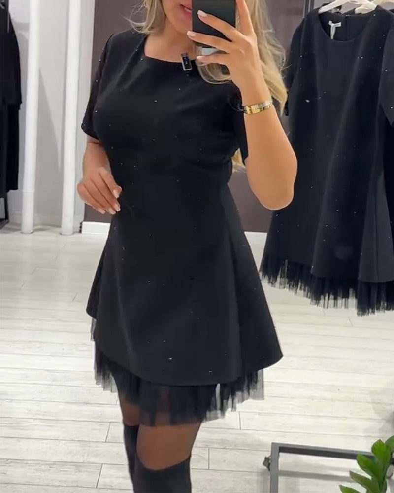 Zirethia | Sprankelende Mesh Mini Jurk voor Dames – Elegante Cocktail- en Avondjurk