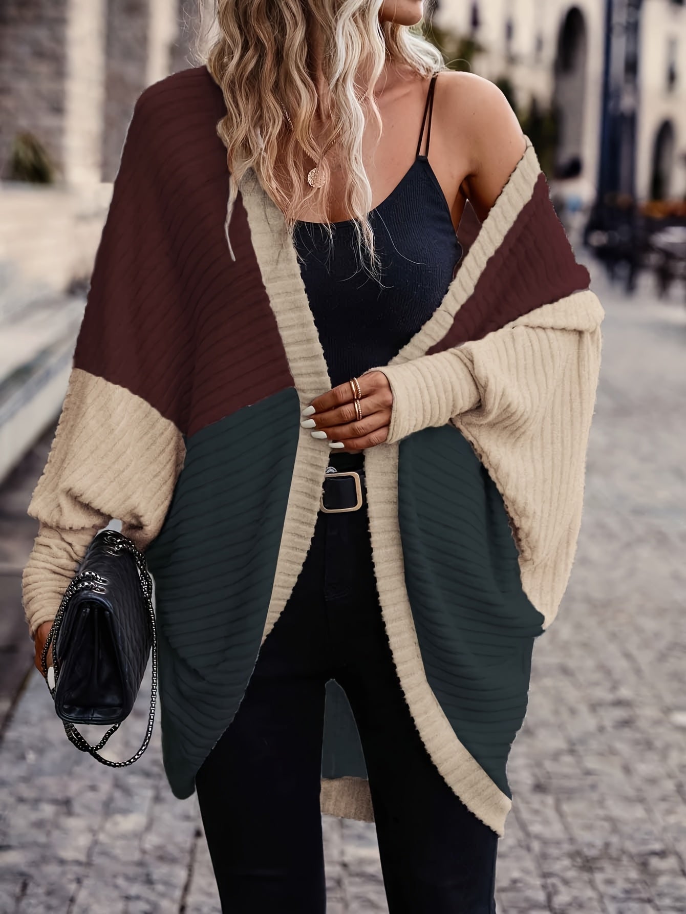 Valyra | Oversized gebreid vest met kleurblokken voor dames – Casual losse lentetop