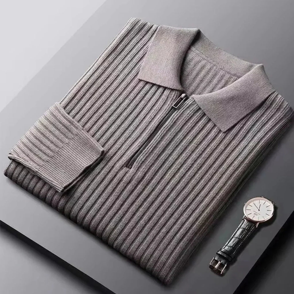 Brylor | Pull zippé slim pour homme - Pull décontracté léger à col rond en maille