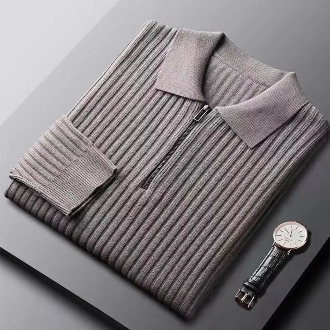 Brylor | Pull zippé slim pour homme - Pull décontracté léger à col rond en maille