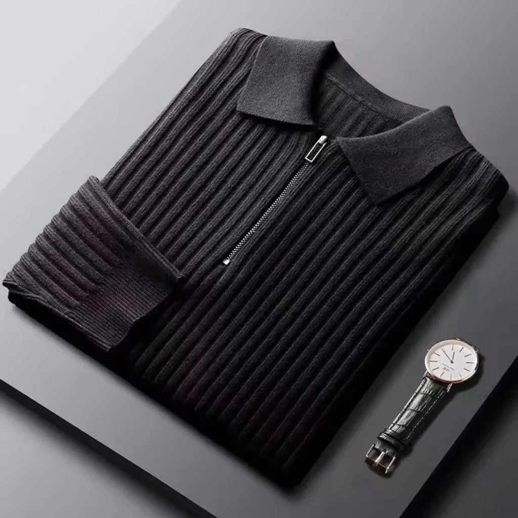 Brylor | Pull zippé slim pour homme - Pull décontracté léger à col rond en maille