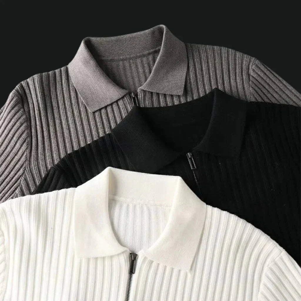 Brylor | Pull zippé slim pour homme - Pull décontracté léger à col rond en maille