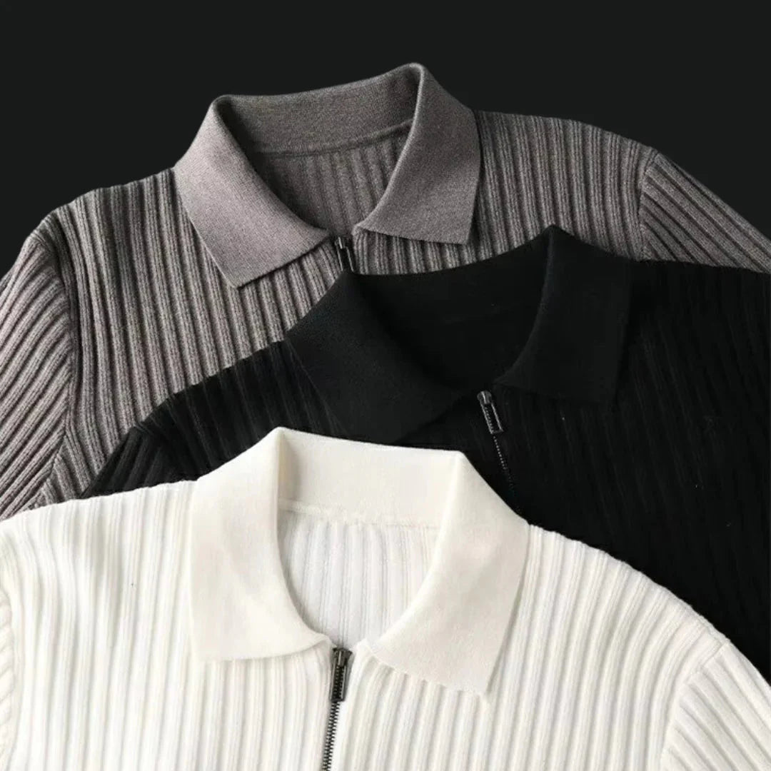 Brylor | Pull zippé slim pour homme - Pull décontracté léger à col rond en maille