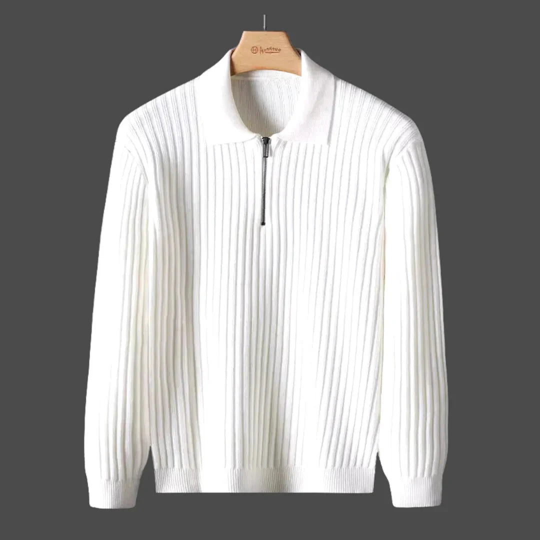 Brylor | Pull zippé slim pour homme - Pull décontracté léger à col rond en maille