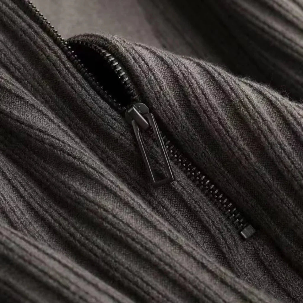 Brylor | Pull zippé slim pour homme - Pull décontracté léger à col rond en maille