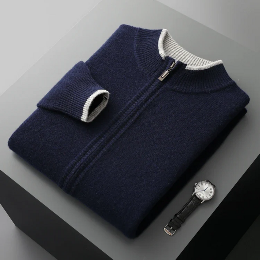 Sylvarn | Pull zippé en laine mérinos pour homme – Doux, chaud, léger, décontracté et élégant