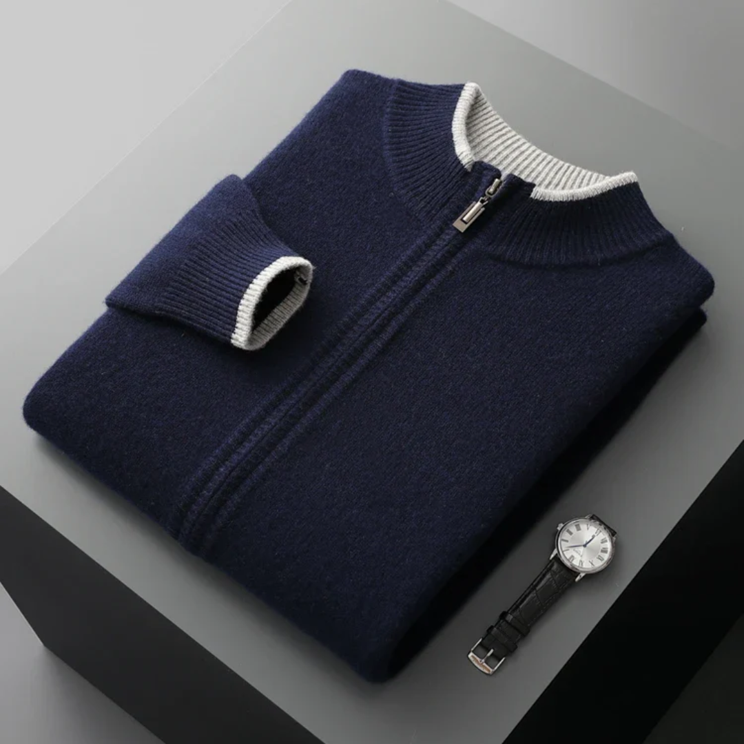 Sylvarn | Pull zippé en laine mérinos pour homme – Doux, chaud, léger, décontracté et élégant