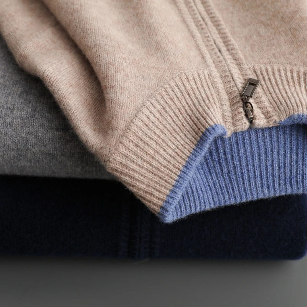 Sylvarn | Pull zippé en laine mérinos pour homme – Doux, chaud, léger, décontracté et élégant