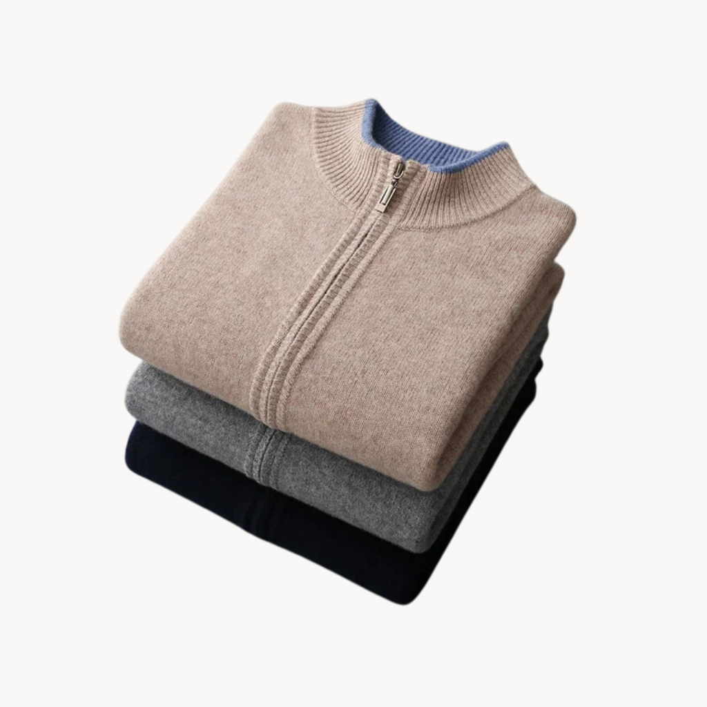 Sylvarn | Pull zippé en laine mérinos pour homme – Doux, chaud, léger, décontracté et élégant
