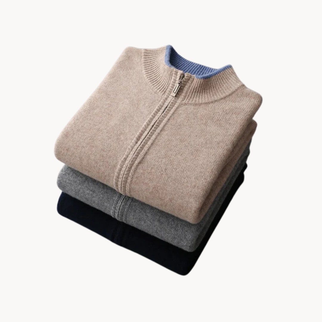 Sylvarn | Pull zippé en laine mérinos pour homme – Doux, chaud, léger, décontracté et élégant